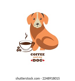 Vector coffee with dog design.