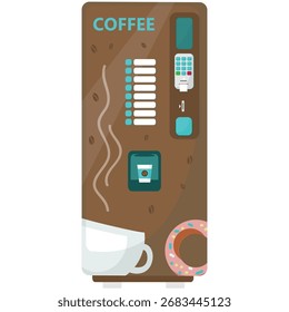 Vector coffee drink vending machine flat icon