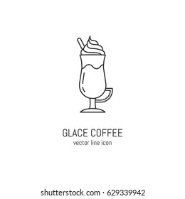 Vector coffee glace icon in trendy linear style, with editable stroke