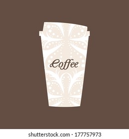 vector coffee glass with delicate lace pattern
