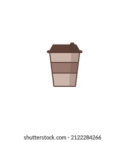 Vector coffee glass. Disposable cardboard cup. Takeaway coffee drink. Vector logo for a coffee shop