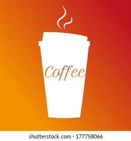 vector coffee glass with hot drink with ombre background