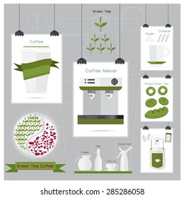 vector coffee green tea coffee leaf menu Apron coffee Mug Sugar ribbon bread