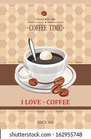 Vector Coffee house menu with cup of hot drink