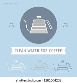 Vector coffee icon and line coffee badge in outline style with trendy emblem for coffee shop sign, coffee house.