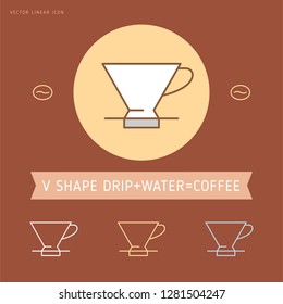 Vector coffee icon and line coffee badge in outline style with trendy emblem for coffee shop sign, coffee house.