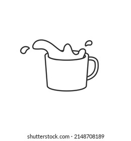 Vector coffee icon in outline style. Coffee Isolated on Black and White Vector Graphic. The vector illustration icon can be used for a cafe app, website or part of a coffee logo.