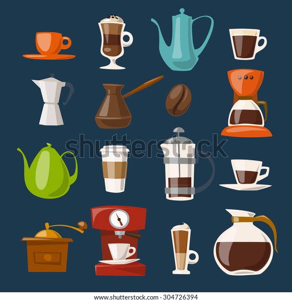 Vector Coffee Iconsflat Coffee Icons Food Stock Vector (Royalty Free ...