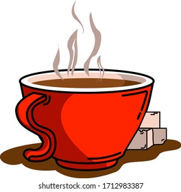 Vector Coffee Illustration, Smelling a cup of sweet coffee