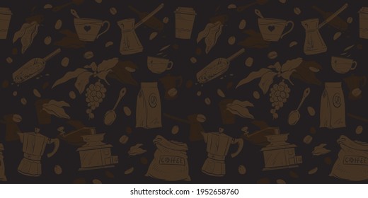 Vector Coffee items set patten.