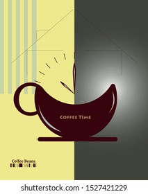 Vector Coffee labels with coffee Cup and bar on different color background
