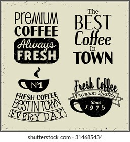 Poster Have Coffee Every Day. Dark Brown Wood Colo Stock Vector