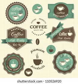 Vector Coffee Labels. Vintage Style