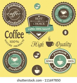  Vector coffee labels in  vintage style