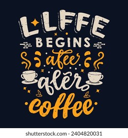 Vector coffee lettering vintage retro logo with hand drawn ornament for poster tshirt