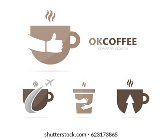 Vector of coffee and like logo combination. Drink and best symbol or icon. Unique cup and tea logotype design template.