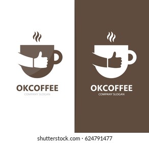 Vector of coffee and like logo combination. Drink and best symbol or icon. Unique cup and tea logotype design template.