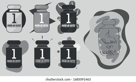 Logotipo de café vectorial en blanco y negro