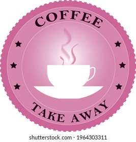 Vector coffee logo. Coffee mug icon. Isolated sticker on a white background