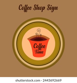 vector coffee logo or sign template design with abstract cups, useful for packaging design or coffeeshop decorations