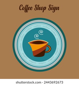 vector coffee logo or sign template design with abstract cups, useful for packaging design or coffeeshop decorations