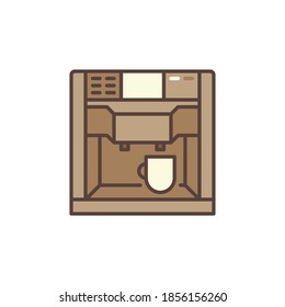 Konzept der Kaffeemaschine mit buntem Symbol oder Logo 
