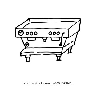 vector coffee machine espresso cappuccino latte outline hand drawing