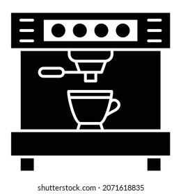 Vector Coffee Machine Glyph Icon Design

