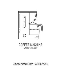 Vector coffee machine icon in trendy linear style, with editable stroke