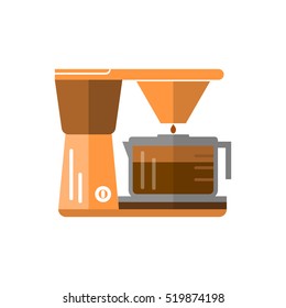 Vector coffee maker in flat style on white background.