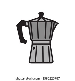 Vector coffee maker icon. Flat illustration of coffee maker isolated on white background. Icon vector illustration sign symbol.