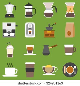 vector coffee method and type of coffee, flat design