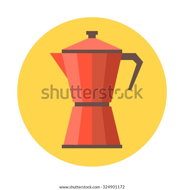 cafetera vectorial moka, diseño plano: vector de stock (libre de regalías)  324901172 | Shutterstock