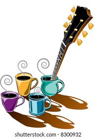 Vector coffee music guitar design