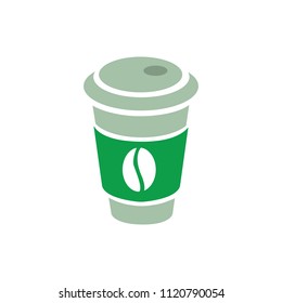 Vector Coffee On Paper Cup Illustration,  Hot Cafe, Disposable Container