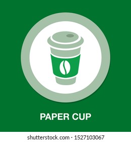 Vector Coffee On Paper Cup Illustration,  Hot Cafe, Disposable Container