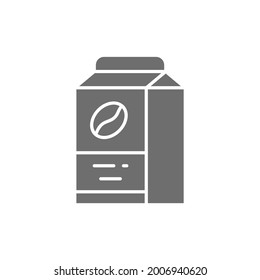 Vector coffee package, food packaging grey icon.