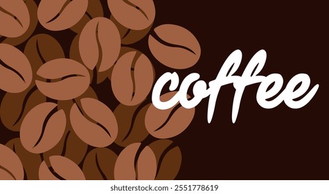 Vector coffee pattern. Banner with coffee beans. Brown and beige colors. For the design of banners, posters.