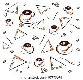 Vector of coffee pattern on white