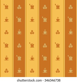 Vector coffee pattern, retro pattern stripes