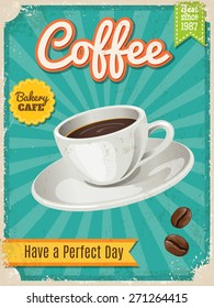 Vector Coffee poster in vintage style with typography elements