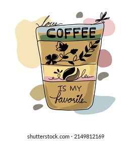 Vector coffee quotes and inspiration set Designed in doodle style For t-shirt designs, fabric patterns, canvas prints, cards, scrapbook, pillows, bags, etc.