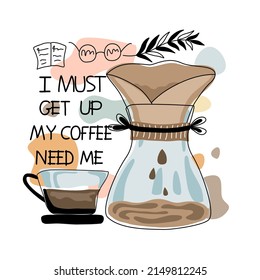 Vector coffee quotes and inspiration set Designed in doodle style For t-shirt designs, fabric patterns, canvas prints, cards, scrapbook, pillows, bags, etc.