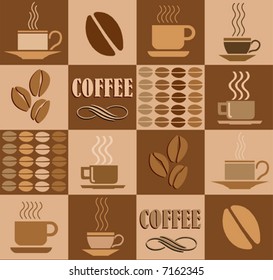 Ilustración cuadrada relacionada con el café vector