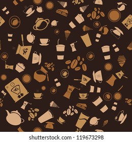 Vector coffee seamless. background pattern and icon