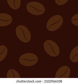 Vector coffee seamless pattern. Ornament in brown. Coffee bean print. Coffee house.