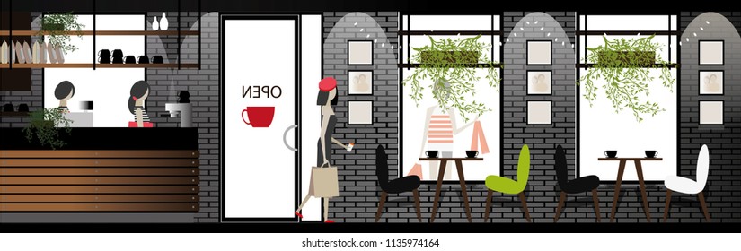 vector coffee shop design