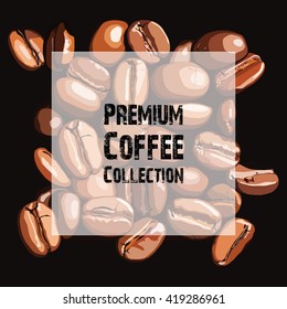Vector coffee shop design with realistic coffee beans