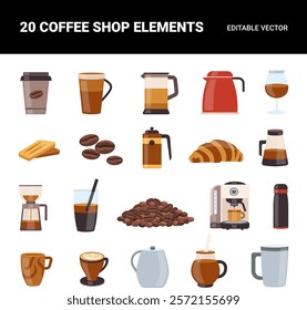 Vector Coffee Shop Elements Set of Illustrations for Branding Projects.