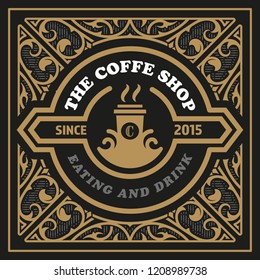 Vector, Coffee Shop label for cafe business
